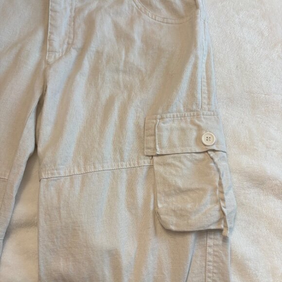 Urban Behavior Beige Linen-Cotton Cargo Pants Size M Relaxed Fit With Pockets - Picture 9 of 16